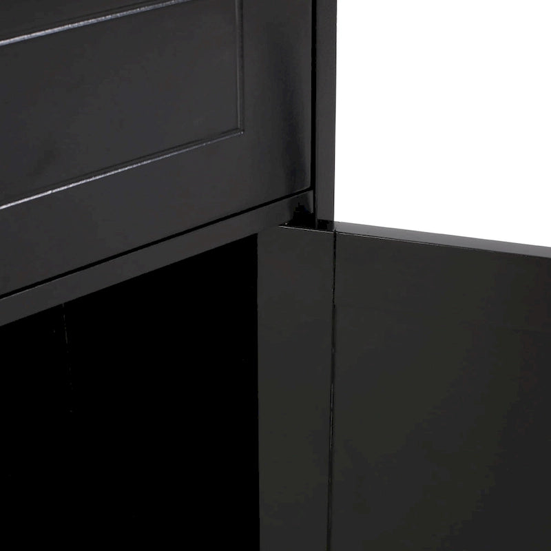 Meuble de salle de bain autoportant gris clair/noir, 1 porte et 1 tiroir, 1 personne