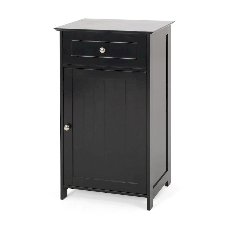 Meuble de salle de bain autoportant gris clair/noir, 1 porte et 1 tiroir, 1 personne