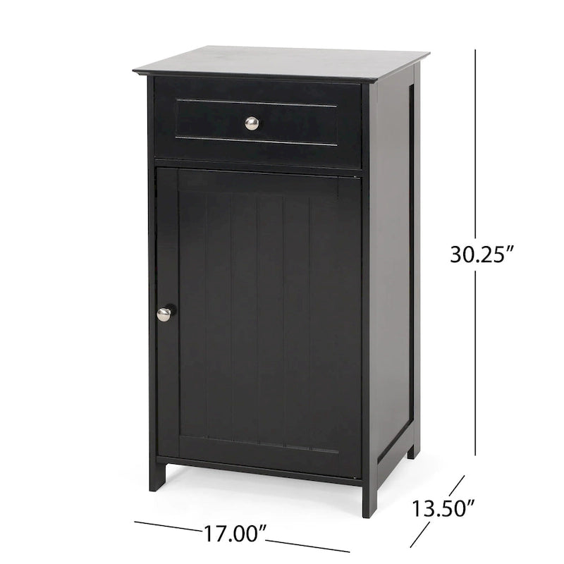 Meuble de salle de bain autoportant gris clair/noir, 1 porte et 1 tiroir, 1 personne