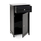 Meuble de salle de bain autoportant gris clair/noir, 1 porte et 1 tiroir, 1 personne