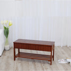 Banc à chaussures en bois massif cerisier/blanc, une place