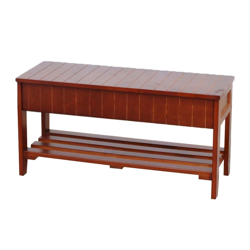 Banc à chaussures en bois massif cerisier/blanc, une place