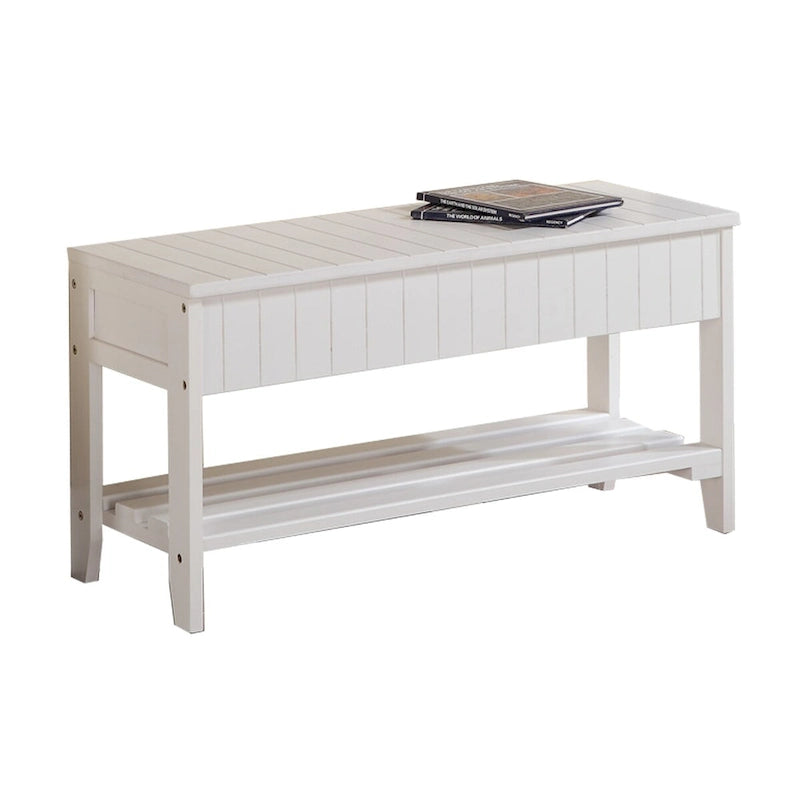 Banc à chaussures en bois massif cerisier/blanc, une place