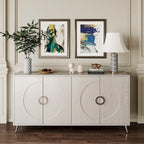 Meuble Buffet à 4 portes, Champagne / Noir Vieilli, 2 niveaux de rangement