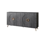 Meuble Buffet à 4 portes, Champagne / Noir Vieilli, 2 niveaux de rangement