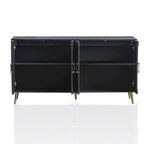 Meuble Buffet à 4 portes, Champagne / Noir Vieilli, 2 niveaux de rangement