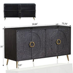 Meuble Buffet à 4 portes, Champagne / Noir Vieilli, 2 niveaux de rangement