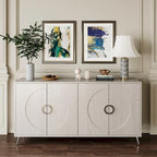 Meuble Buffet à 4 portes, Champagne / Noir Vieilli, 2 niveaux de rangement