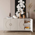 Meuble Buffet à 4 portes, Champagne / Noir Vieilli, 2 niveaux de rangement