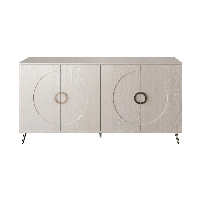 Meuble Buffet à 4 portes, Champagne / Noir Vieilli, 2 niveaux de rangement