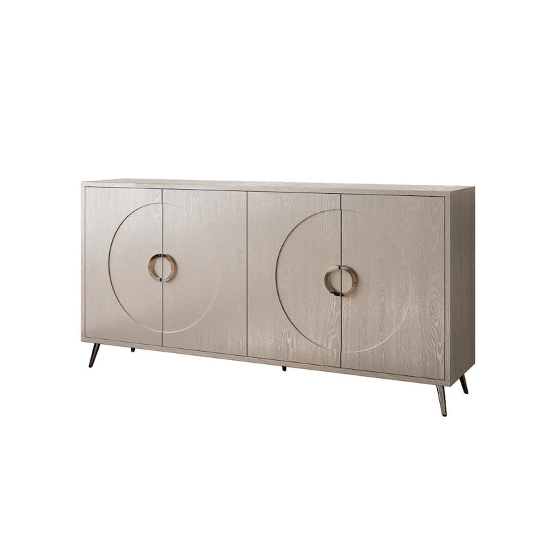 Meuble Buffet à 4 portes, Champagne / Noir Vieilli, 2 niveaux de rangement